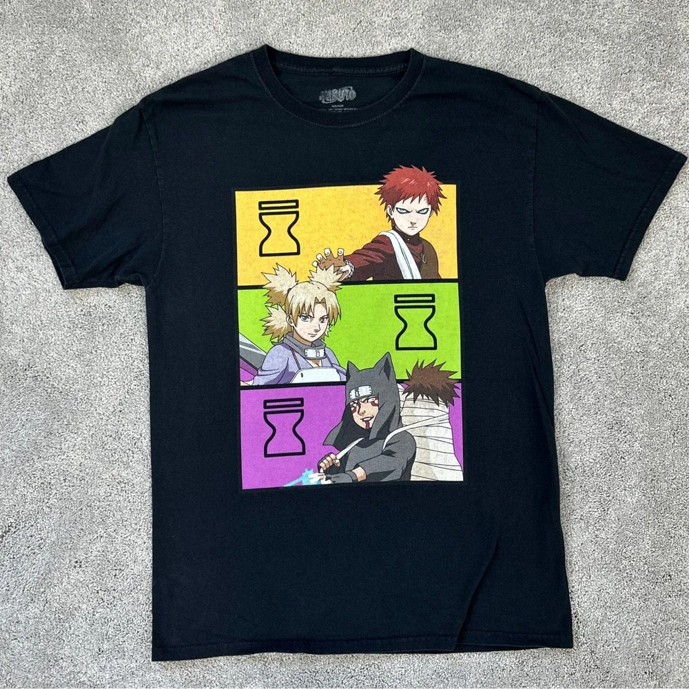 Naruto Sand Siblings Gaara Temari Kankuro Official Tee Black Medium VIZ Media